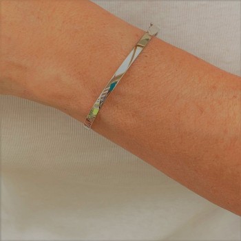 Bracelet RUBAN or blanc 750/°° ouvrant largeur 4 mm