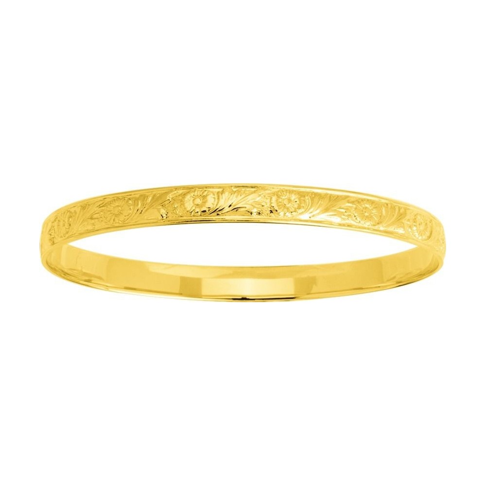 Bracelet AMBER or jaune 750 /°° jonc ciselé largeur 6 mm