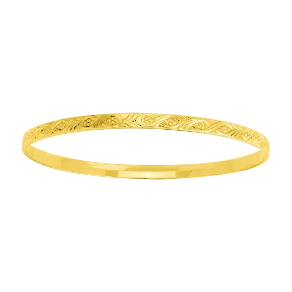 Bracelet MUTIA or jaune 750 /°° jonc ciselé largeur 4 mm