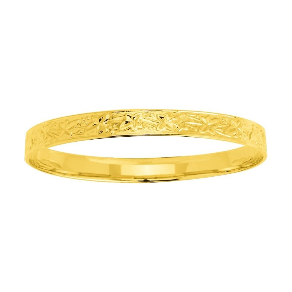 Bracelet GLORY or jaune 750 /°° jonc ciselé largeur 7.5 mm