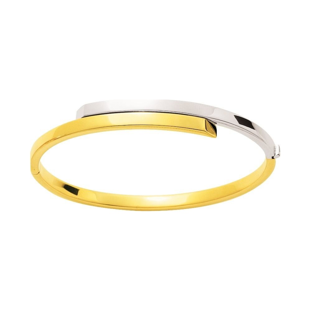 Bracelet TORONTO  or jaune or blanc 750 /°° ouvrant largeur 4 mm