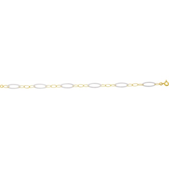 Bracelet FORMENTERA or jaune or blanc 750 /°° mailles fantaisie ovales