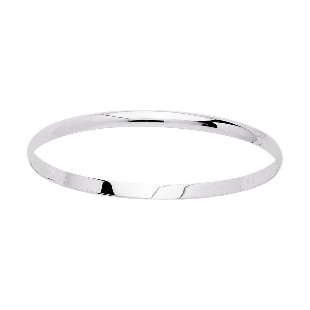 Bracelet BIARRITZ or blanc 750/°° demi-jonc plat massif largeur 3 mm