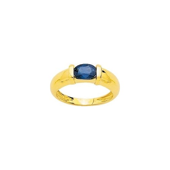 Bague EDWIDGE or jaune 750 /°° saphir bleu 0.96 carat
