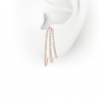Boucles d'oreilles VAGUE or rose 750 /°° diamants 0.45 carat