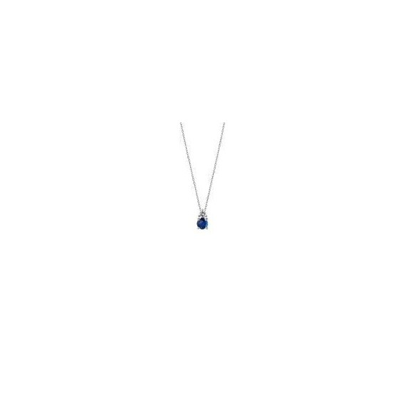 Collier OPERA  or blanc 750/°° diamants saphir bleu 0.50 carat