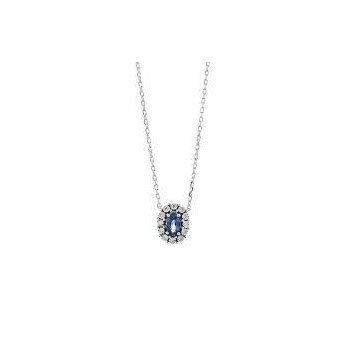 Collier KYOTO  or blanc 750/°° diamants saphir bleu 0.30 carat
