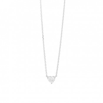 Collier ISPAHAN or blanc 750 /°° diamant taille coeur 0,34 carat
