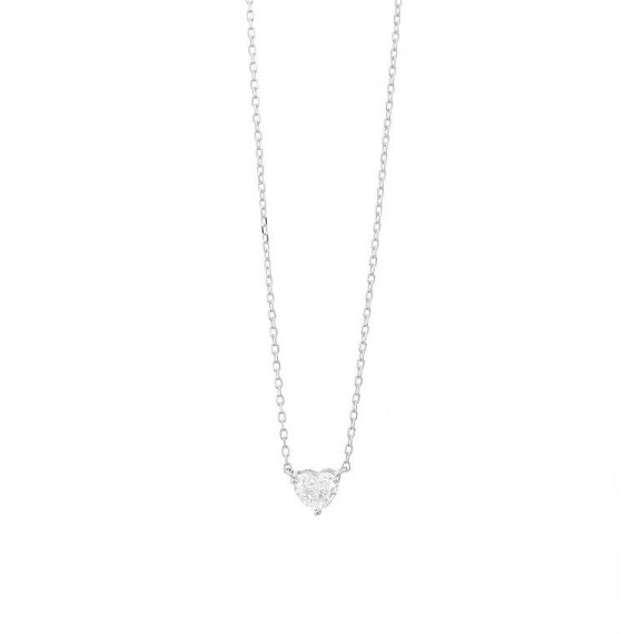 Collier ISPAHAN or blanc 750 /°° diamant taille coeur 0,34 carat