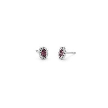 Boucles d'oreilles BENGALI or blanc 750/°° rubis diamants 0.05 carat