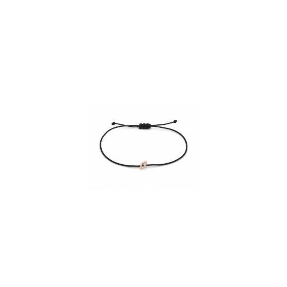 Bracelet ARTEMIS  motif or blanc 750 /°° cordon noir diamants 0.02 carat