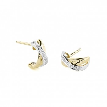 Boucles d'oreilles ALISSA  or jaune or blanc 750 /°° diamants 0.04 carat