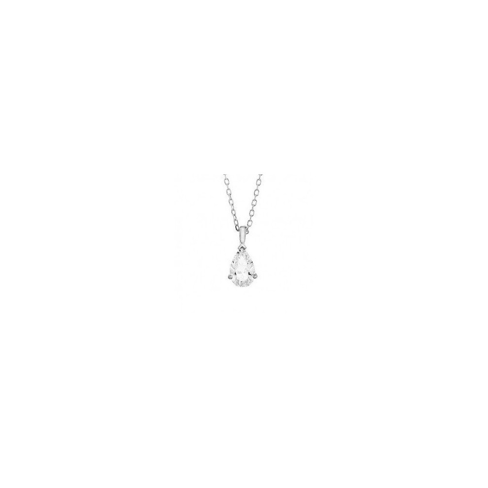 Collier AUDACE or blanc 750/°° diamant poire 0,20 carat