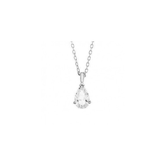 Collier AUDACE or blanc 750/°° diamant poire 0,20 carat