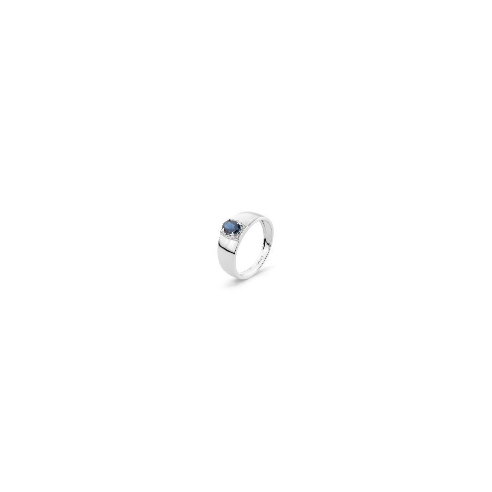 Bague NELLA  or blanc 750/°° diamants saphir  bleu 0.60 carat