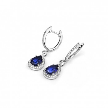 Boucles d'oreilles MARNE or blanc 750 /°° diamants saphirs bleus 3,20 carats