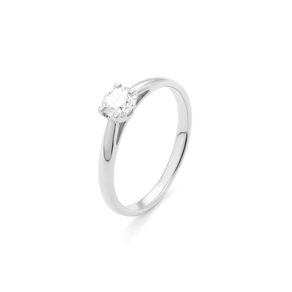 Bague de fiançailles OEILLET or blanc 750 /°° diamant 0.20 carat