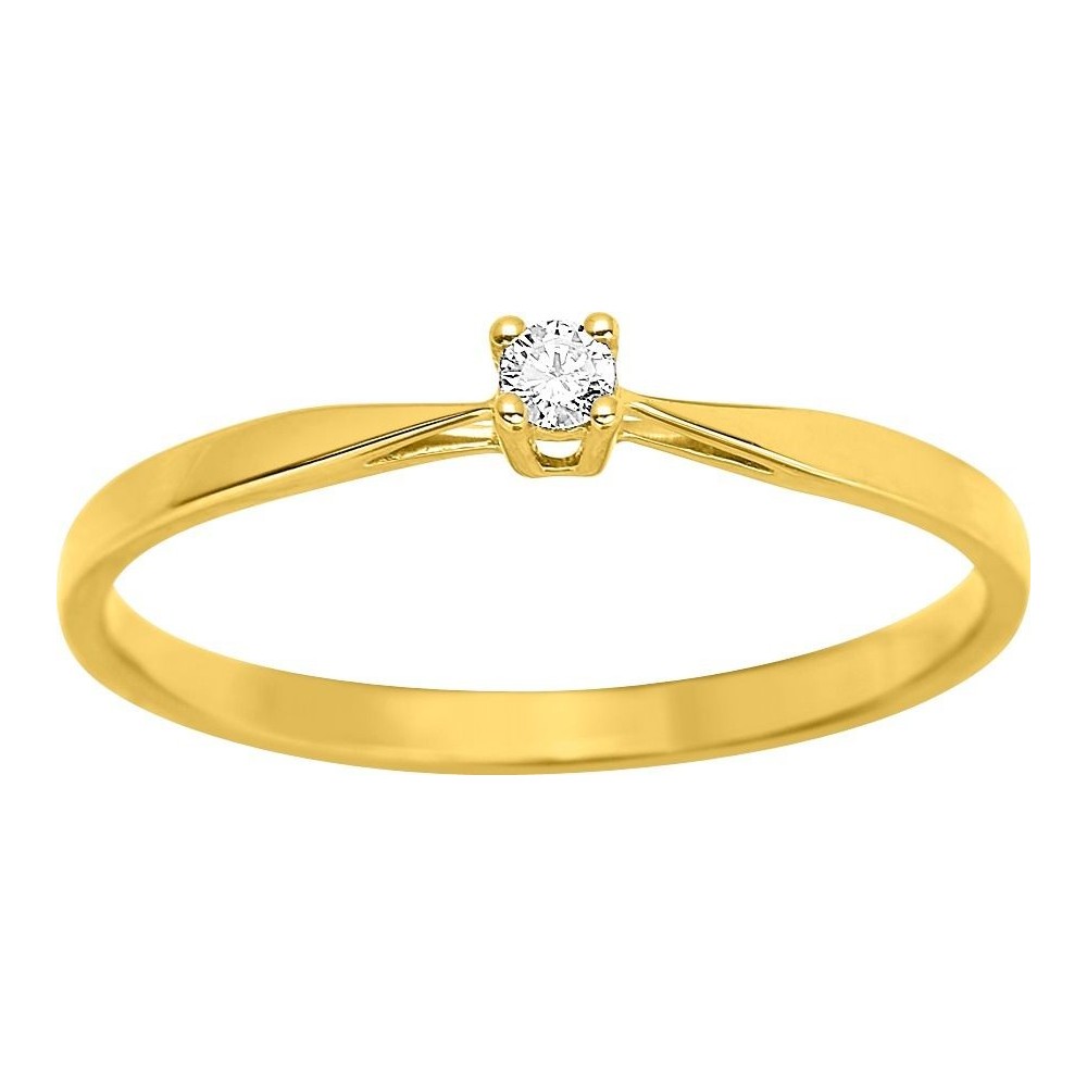 Bague de fiançailles CRIOS or jaune 750 /°° diamant 0,04 carat