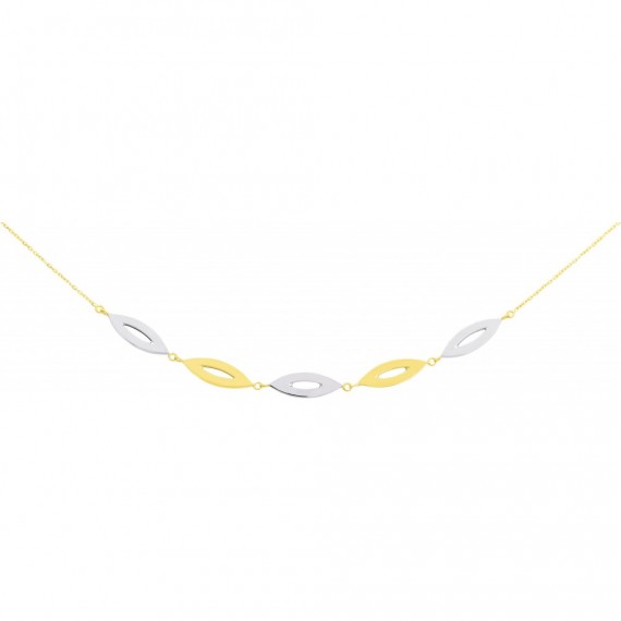 Collier NAPOLI or jaune or blanc 750 /°° mailles ovales
