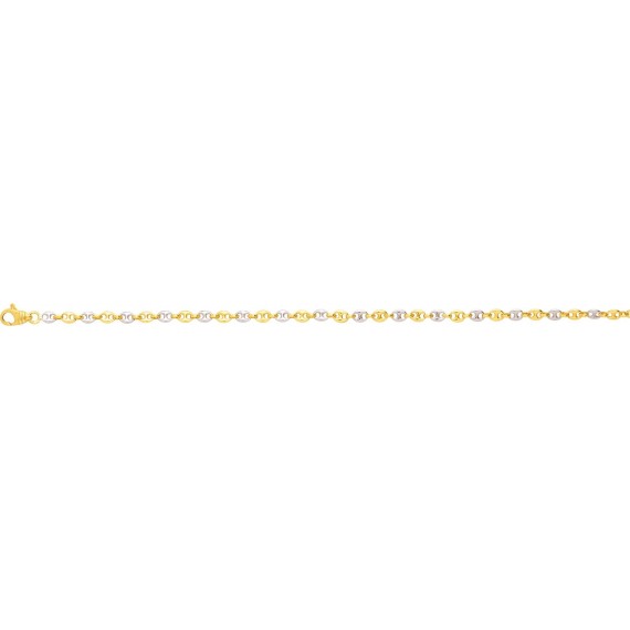 Bracelet ENVOL or jaune or blanc 750 /°° mailles grains de café massives largeur 3.2 mm