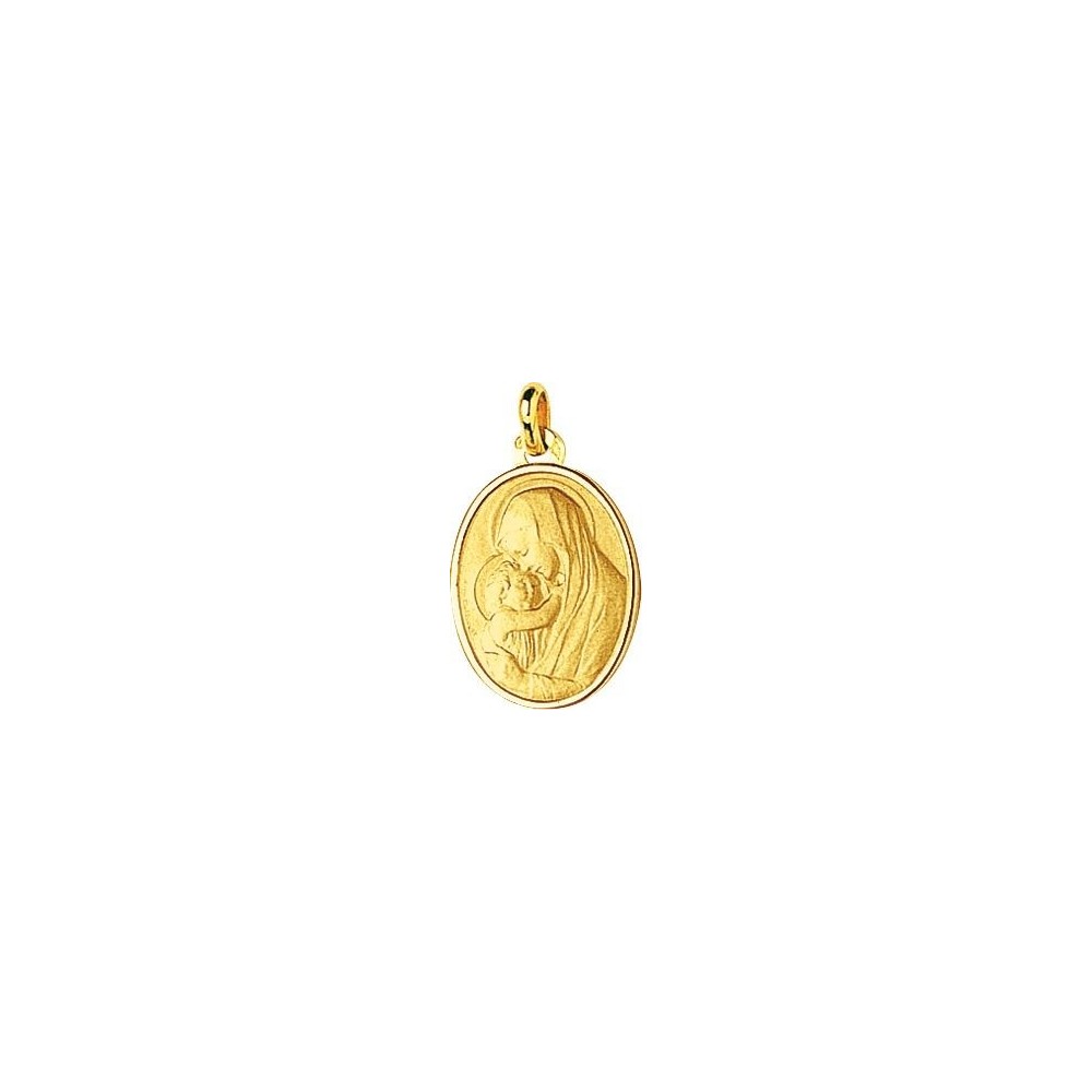 Médaille Vierge à l'Enfant LOUISE or jaune 750 /°° dimensions 20 mm x 15 mm