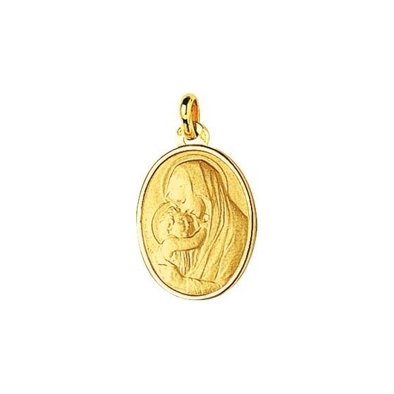 Médaille Vierge à l'Enfant LOUISE or jaune 750 /°° dimensions 20 mm x 15 mm