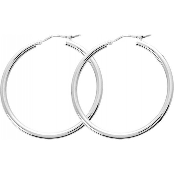 Créoles MARTIGUES or blanc 750 /°° systèmes Vector fil rond 2.3 mm diamètre 30 mm