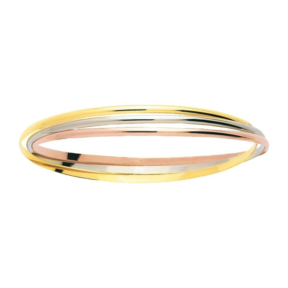 Bracelet TRIANON 3 ors 750 /°° 3 anneaux entrelacés largeur 2,4 mm