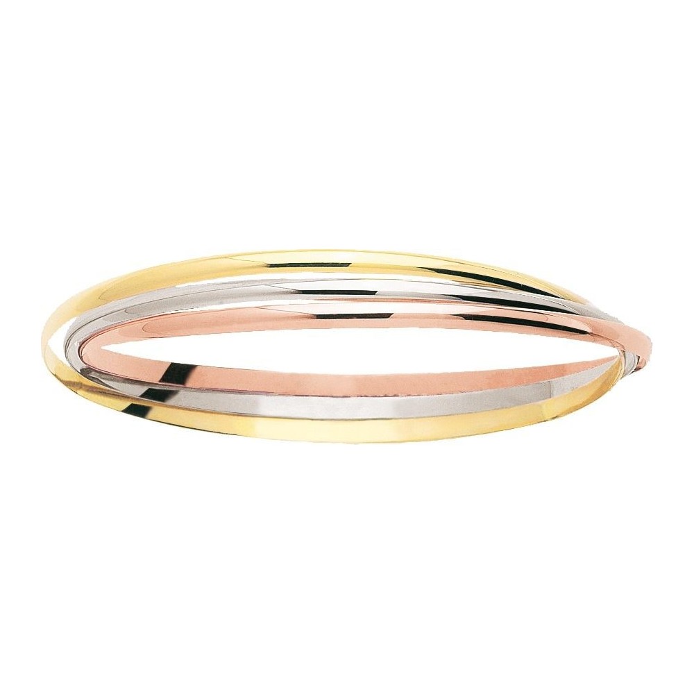 Bracelet TRIANON 3 ors 750 /°° 3 anneaux entrelacés largeur 2.8 mm