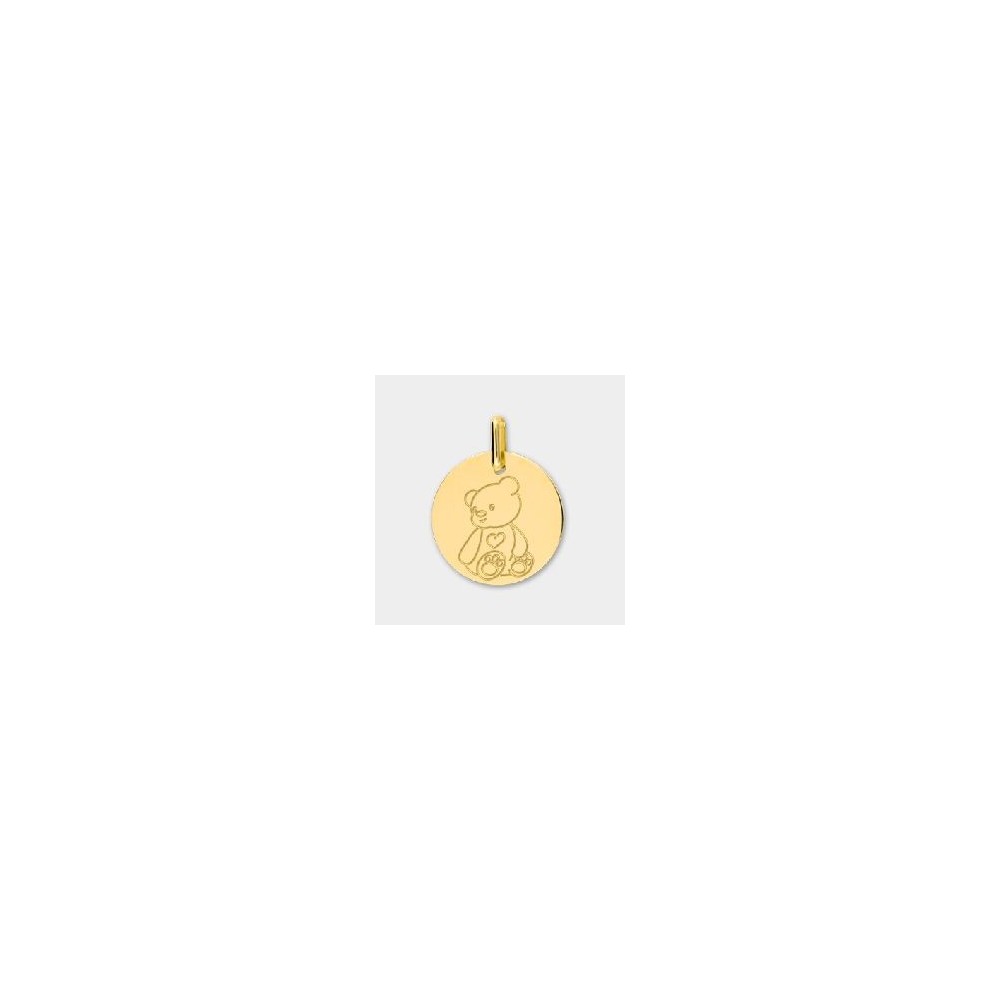 Médaille OURSON  or jaune 750 /°° Ourson diamètre 16 mm