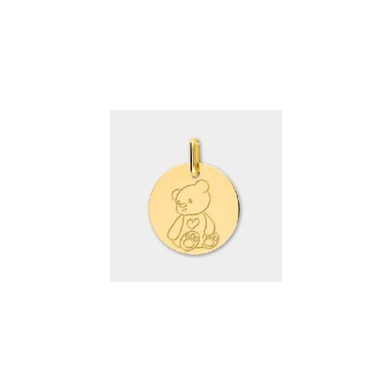 Médaille OURSON  or jaune 750 /°° Ourson diamètre 16 mm