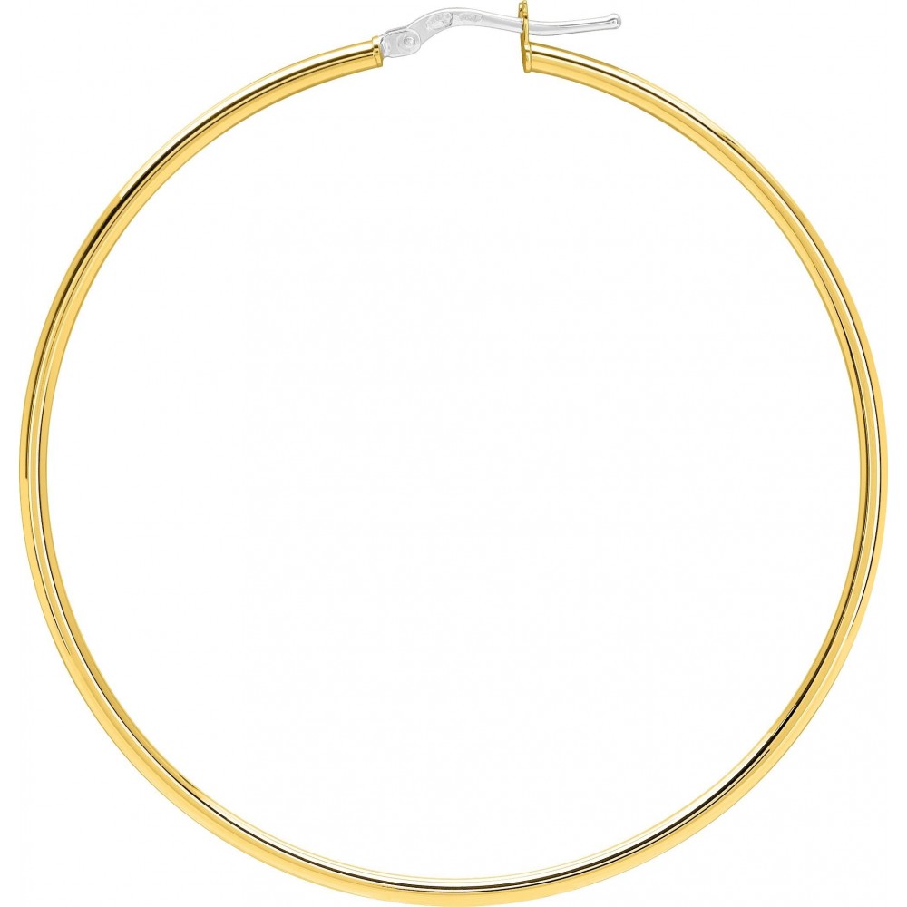 Créoles FREJUS or jaune 750 /°° fil rond 2 mm diamètre 55 mm