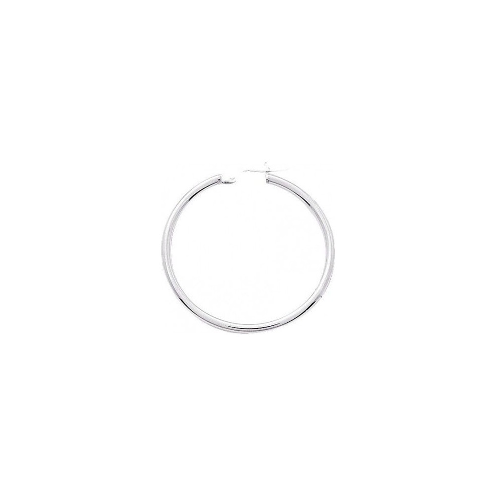 Créoles NICE or blanc 750/°° fil rond 2 mm diamètre 35 mm