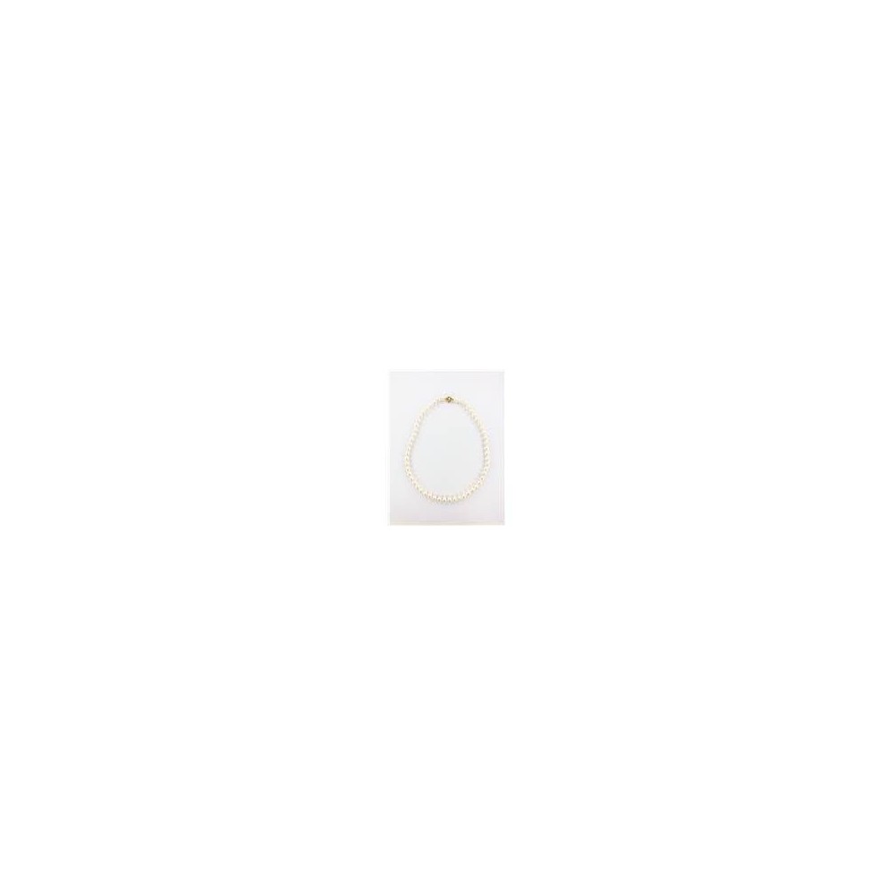 Collier de perles de culture blanches Akoya 7-7.5 mm fermoir or jaune