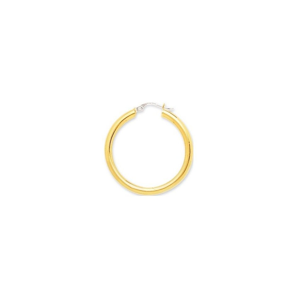 Créoles ST TROPEZ or jaune 750 /°° fil rond 3 mm diamètre 30 mm