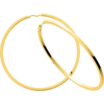 Créoles MOUGINS or jaune 750 /°° systèmes Vector fil carré 2 mm diamètre 55 mm