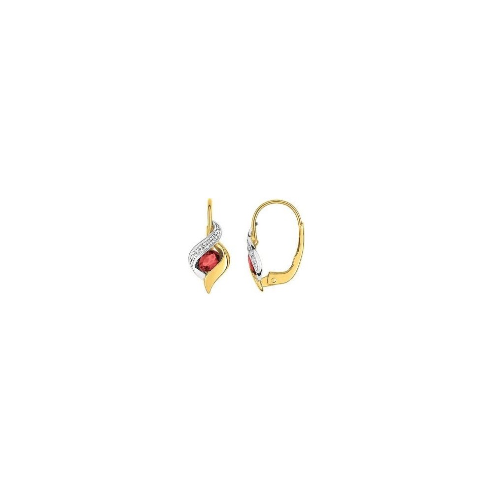 Boucles d'oreilles APT or jaune 750 /°° diamants rubis