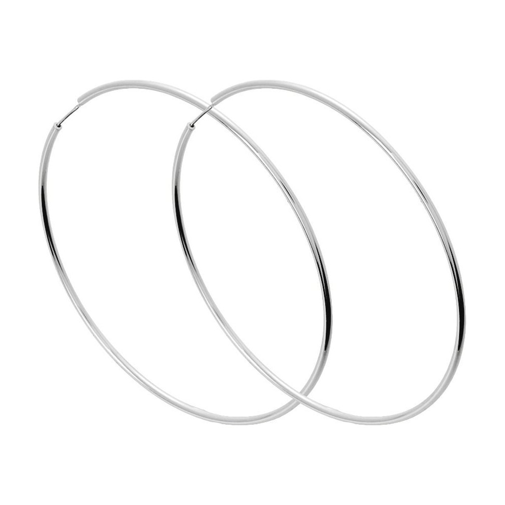 Créoles VALMER or blanc 750 /°° systèmes Vector fil rond 1.5 mm  diamètre 60 mm