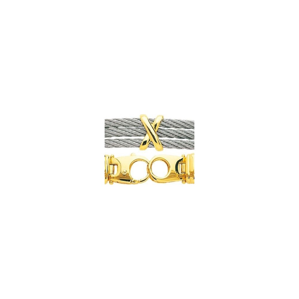 Bracelet CAPITAINE or jaune 750 /°° câble acier
