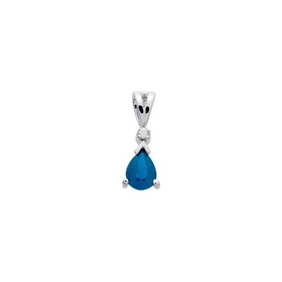 Pendentif SAONE or blanc 750 /°°  diamants saphir bleu