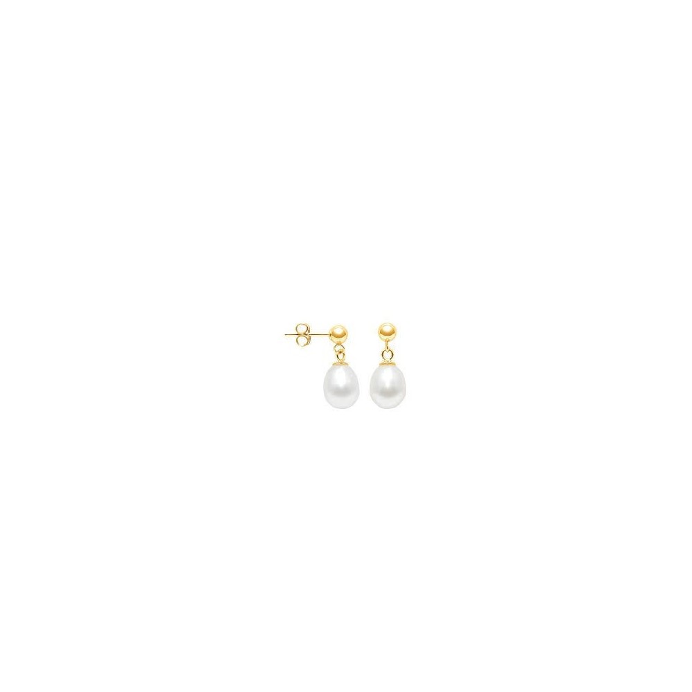 Boucles d'oreilles ATOLLE perles de culture or jaune 750/°°18 carat diamètre 8/9 mm