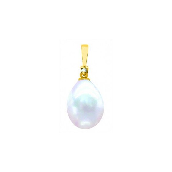 Pendentif SALIA perle de culture forme poire diamant or jaune 750/°° 18  carat diamètre