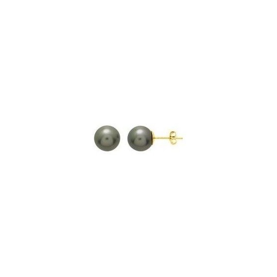 Boucles d'oreilles MOOREA perles de Tahiti or jaune 750/°° 18 carat diamètre 9,5 mm
