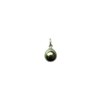 Pendentif MELANIE perle de Tahiti poire or blanc 750/°° 18 carat diamant diamètre 9/10 mm