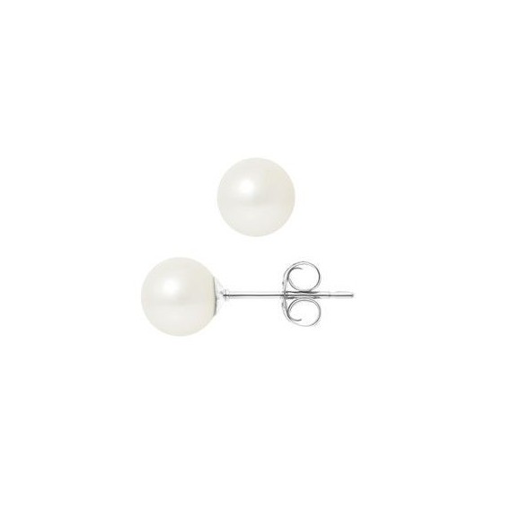 Boucles d'oreilles YOKO perles de culture or blanc 750/°° 18 carat diamètre 4 mm