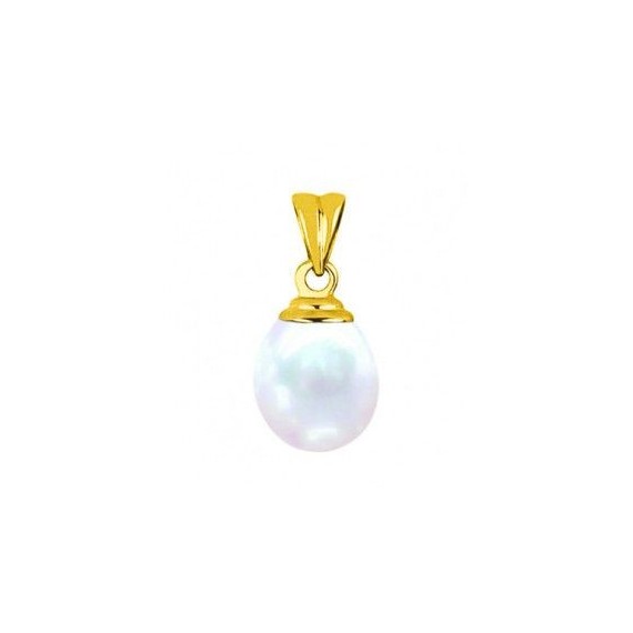 Pendentif VOYAGE perle de culture forme poire or jaune 750/°° 18 carat diamètre 9/10 mm