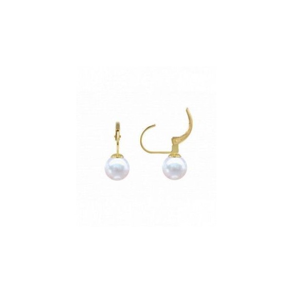 Boucles d'oreilles ASMA dormeuse perles de culture or jaune 750/°°18 carat diamètre 7/8 mm