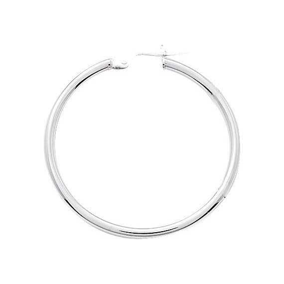 Créoles NICE or blanc 750 /°° fil rond 2 mm diamètre 30 mm